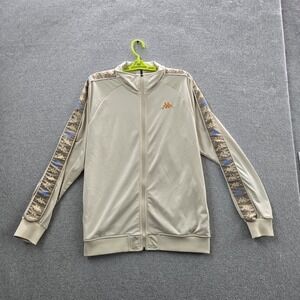 Kappa Men Jacket L Beige Graphic Logo Tape Track Long Sleeve
